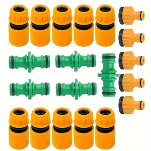 20pcs Connector Set Heavy Duty Car Wash Hose Quick Connectors: 10 Water Connectors, 5 Faucet Connectors, 5 Double Nippl