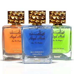 Royal Musk Blueberry Grapes, Patchouli Apple & Lychee Rose Eau De Parfum Sprays 100ML (3.4OZ ) by Surrati | Exotic Fragrances for Men & Women. (Bundle)