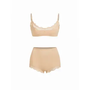 Cider Jersey Scoop Neckline Lace Trim Lingerie Set
