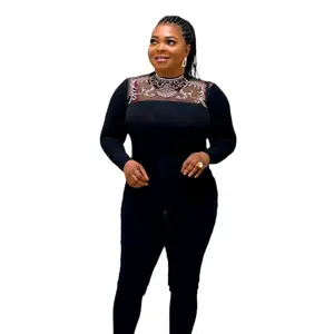 My girl bodycon mesh top Black Crew Neck