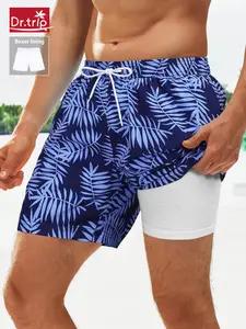 Summer Quick-Dry Beach Shorts Swimming Shorts Men's Loose Swim Trunks Casual Short Pants, Fitted Natural Waist, Elastic Waist, Party Style