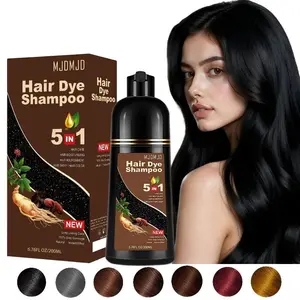 Black Hair Dye Shampoo 5 in 1,Natural Herbal Formula Hair Color Shampoo Covers Gray Hair for Women and Men, Long Lasting Hair Color, Fast Coloring in Minutes ,Portable Mini Pack for Travel & On-the-Go,200ml healthy plant ingredient