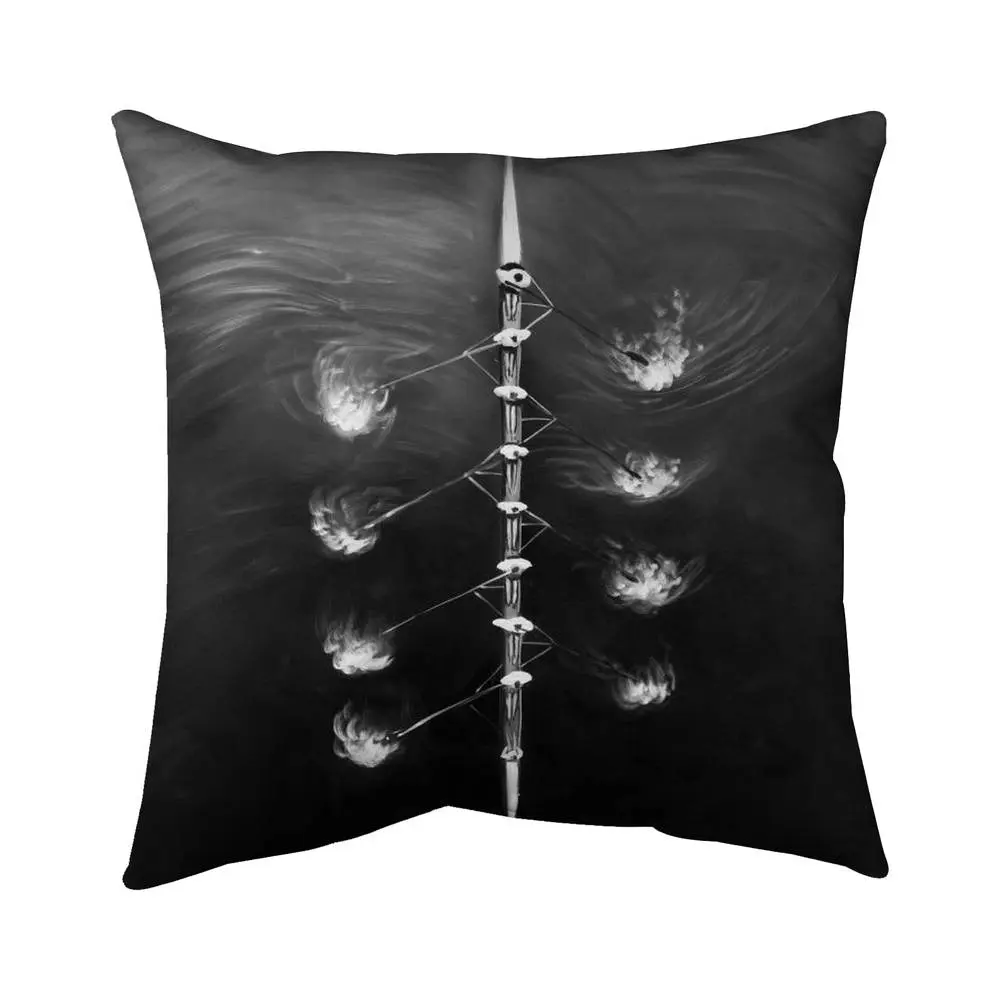 360 stand 16x16 in UV-Protected Spun Polyester Rowing Sport Pillow - Home Decor Accent, Model 5542-1616-SP42, Art-Inspired Standard Pillows, Monochrome, Livingroom