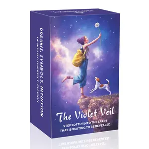The Violet Veil Tarot Set, Tarot Card Decks, 78 Pieces, 13x8 Cm, Includes Paper Instructions, Calm Dream World Card Game, Perfect for Meditation & Healing
