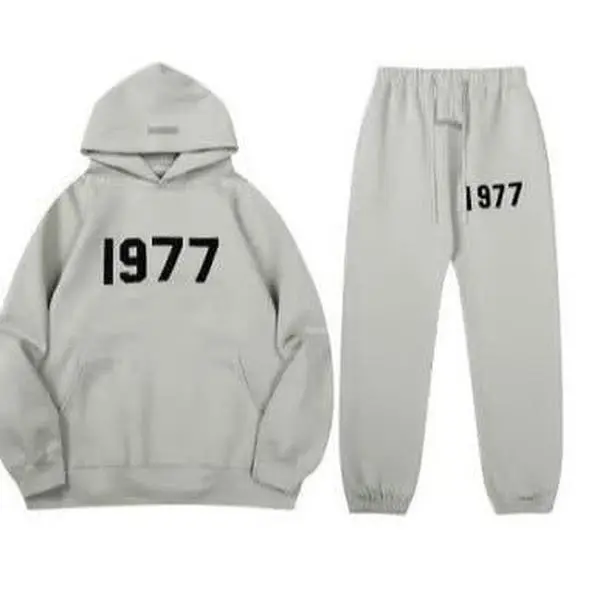 Essentials 1977 Hoodie and Sweatpants Set, Unisex Oversized Streetwear Tracksuit for Casual Comfort