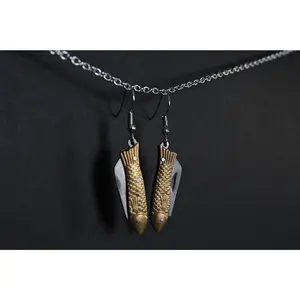Gold Fish Pocket Knife Earrings