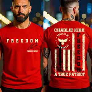 Freedom Wear Red October 14th Shirt, A True Patriot 2 Sided T-shirt, Forever in our Hearts, USA Flag Memorial T-shirt, Tribute Men Women Casual Cotton Tee, Graphic Patriot Top, Gift For Him
