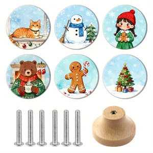 6PCS Round Nightstand Drawer Knobs, Furniture and Wardrobe Door Handles, Versatile Furniture Drawer Knobs, And Wooden Single Hole Drawer Knobs Are Also Available. Perfect Gift for Parents