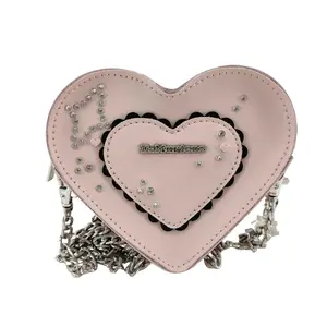 Pre-owned dr. martens leather Crossbody Bags Micro Heart Shoulder Bag with Chain Strap