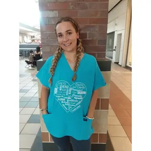 Unique Positive Ladies Nurses Scrubs Tops Heart Design Pre-Order/ Pre-pay