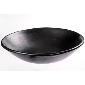 Authentic Chamba X-Large Pasta Bowl - Elegant, All-Natural Black Clay Dish for Serving Pasta, Salads and More or as a Fruitbowl - Handmade in Colombia