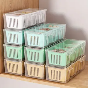 A Storage Box for Ginger, Scallions, And Garlic, Featuring a Transparent Design for Easy Access, Preserving Freshness Without Mixing Flavors. It Has a Multifunctional Partitioned Design Suitable for Storing And Preserving Scallions, Ginger, Garlic
