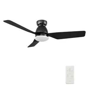 KENSEE 44 inch 3-Blade Flush Mount Smart Ceiling Fan with LED Light & Remote