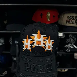 PORFA 1:1 Rude Awakenings Black Baseball Cap with Orange and White Embroidered Logo