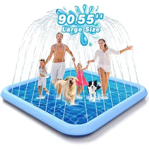Splash Pad, 90.5" Size Extra Large Sprinkler Play Mat for Dogs & Kids, Thicker Wading Pool Summer Outdoor Water Toys, Fun Backyard Fountain Play Pad for 3 Age+ Girls Boys Children & Pets