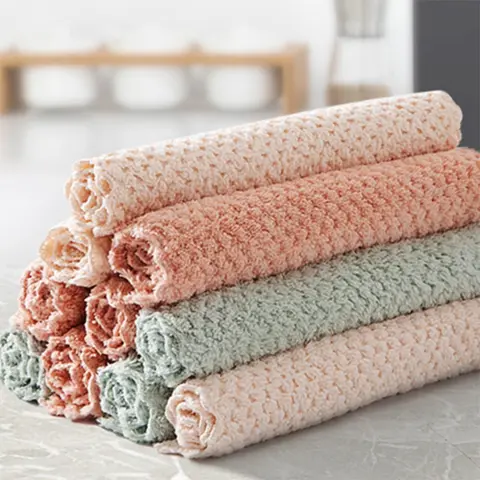 20 Pcs Thick Pineapple Pattern Microfiber Kitchen Dish Towels (25x25cm) - Super Absorbent Reusable Dish Towels for Kitchen Drying, Home Goods Kitchenware Cleaning