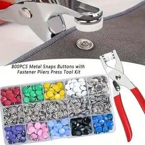 Craftsmanship DIY 202 Sets 9.5mm Metal Snaps Buttons with Fastener Pliers Press Tool Kit for for Sewing and Crafting - Home Improvement.