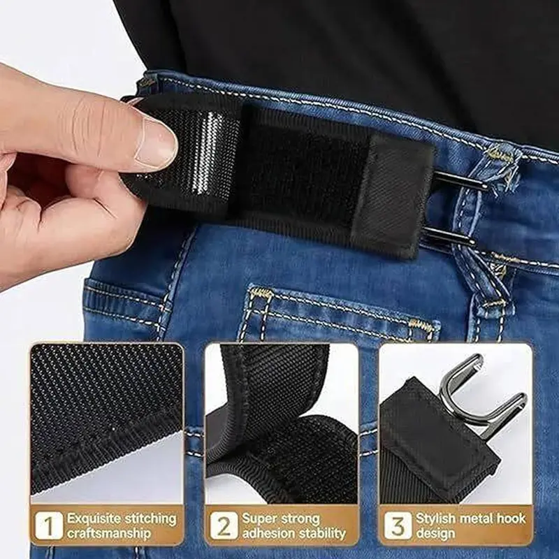 Unisex 2026 Tactical Metal Hook Belt - Invisible Buckle, Low Profile Elastic Fabric, Soft Side Adjustment, Casual, Easy Adjustable, Invisible Wrap, Street Style, Braids Men's Belt for Adult Accessories, Casual Belt, Easy Adjustable Belt