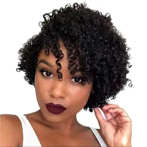 TIKUhair 4-Inch Jerry Curly Human Hair Wig, Natural Color Soft Fluffy Pixie Cut, 100% Human Hair Beginner-Friendly Lace Front Wig