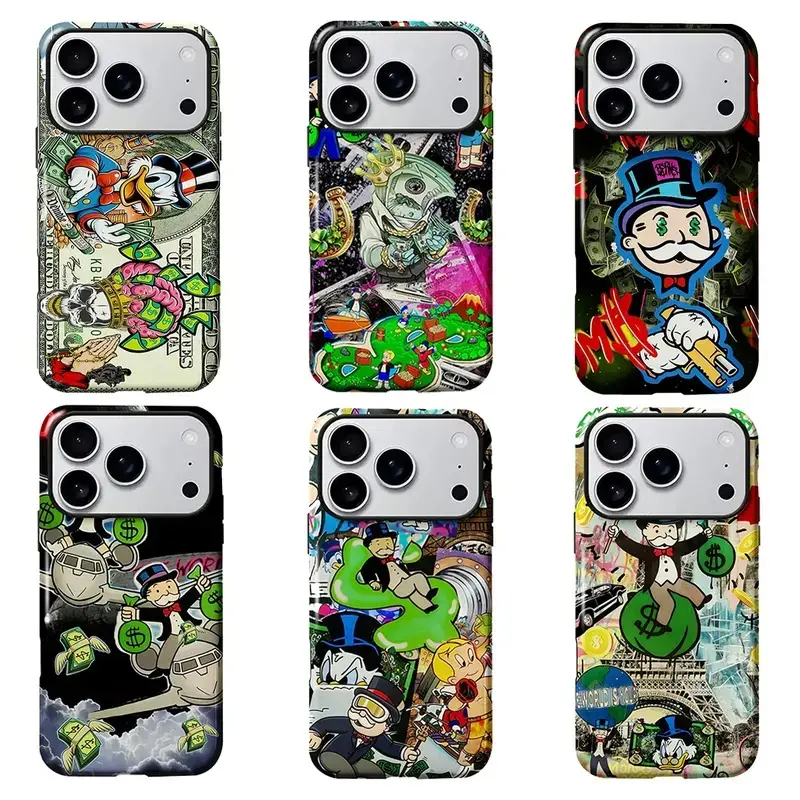 Richie Rich & Monopoly Man Money Graffiti Phone Case - Polycarbonate Dual Layer, Flat Print High Detail Impact Proof Cover For Iphone 11121314151617 Pro Max & Samsung Phones, Holiday Gift For Herhim