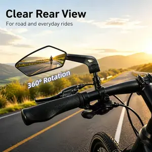 2pcs Bike Mirror Handlebar Mount 360° Adjustable, Wide Rear View Mirror Bicycle Mirrors for Handlebars with Scratch Resistant Glass, Safe Bike Rear View Mirror for Scooter, Motorcycle, Bike Accessory