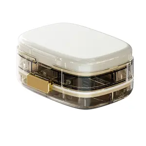 Travel Pill Organizer Weekly with Double Lock, Portable Pill Box with Large 10 Compartment, Airtight Daily Medicine Case Container with Labels for Vitamins/Fish Oils/Supplements