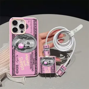 5 Piece Stylish Phone Accessory Cover Set for iPhone 11-15, Includes Charger Case and Data Cable Protectors, Perfect Gift for Friends and Loved Ones