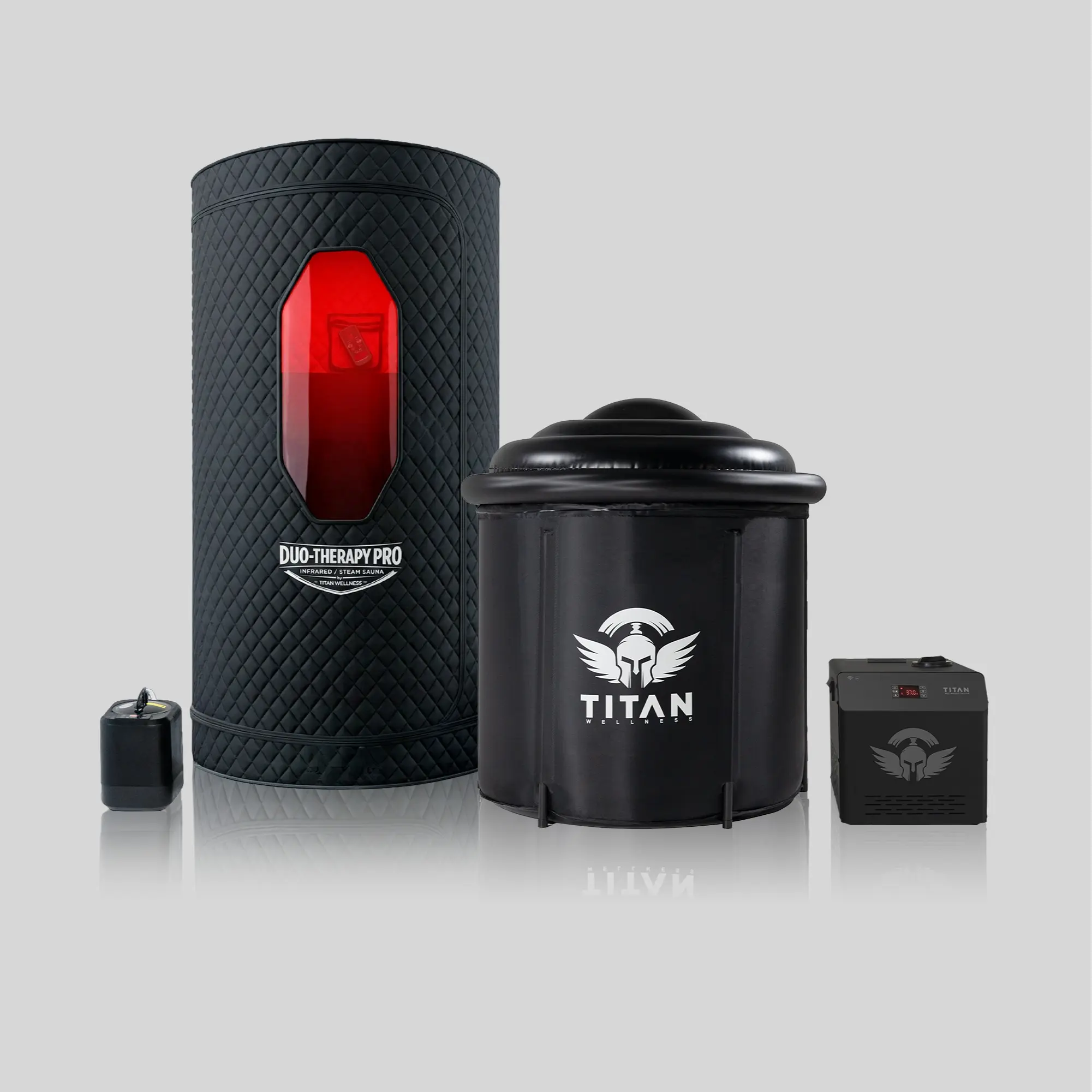 Cold Plunge w/ Chiller + Sauna IR Heat or Steam | Contrast Therapy Bundle | 2-Year Warranty | U.S.-Based | High-Performance Ice Bath | Titan Wellness