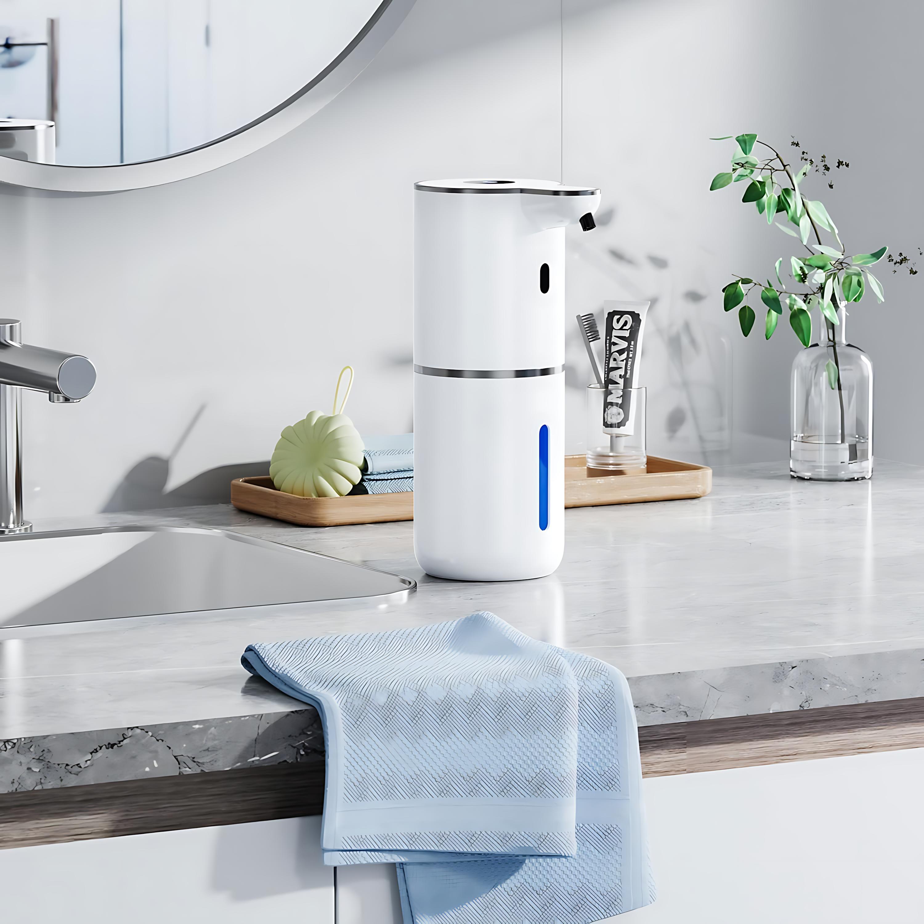 Automatic Soap Dispenser Touchless – 12oz USB Rechargeable Foaming Soap Dispenser with 4 Adjustable Levels, Waterproof Wall Mounted Hand Soap Dispenser for Bathroom & Kitchen