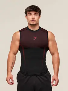 Men's Gym Vest Top Casual Breathable Tight Fit Running Training Short Sleeve Muscle Shirt, Slim-Fitting Workout Wear