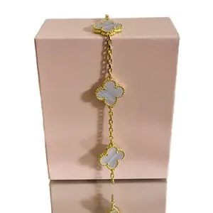 925 Sterling Silver 18k White Gold Plated 15mm Clover Bracelets