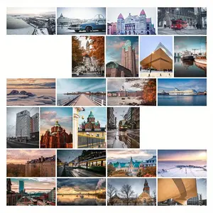 Helsinki Cityscape Postcard, Vertical Cards 24pcs/set 300gsm Cardstock with Minimalist Art Printing, Perfect for Scandinavian Home Decor, Travel Journals & Design Lovers