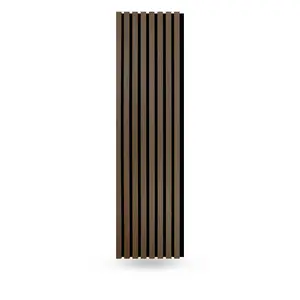 Mocha Brown Acoustic Slat Wood Wall Panels Soundproof Decorative Wall Paneling, Modern Fluted Design for Home Decor, Living Room, Bedroom & Office (94" x 12" / 106" x 12")
