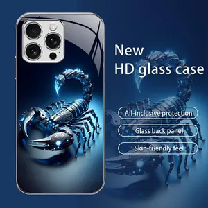 Suitable for [iPhone 15 Pro Max] Simple Scorpion Series Metal Paint Tempered Glass Protective Case Anti-fouling Fashion Trend Personality Hot Sale 995