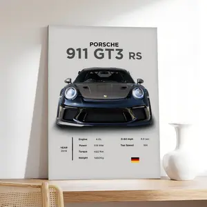 911 Porsche GT3 RS Print Boys Room Decor Home Office Art Poster Wall Art for Living Room Dormitory Bathroom Kitchen Vintage Bedroom