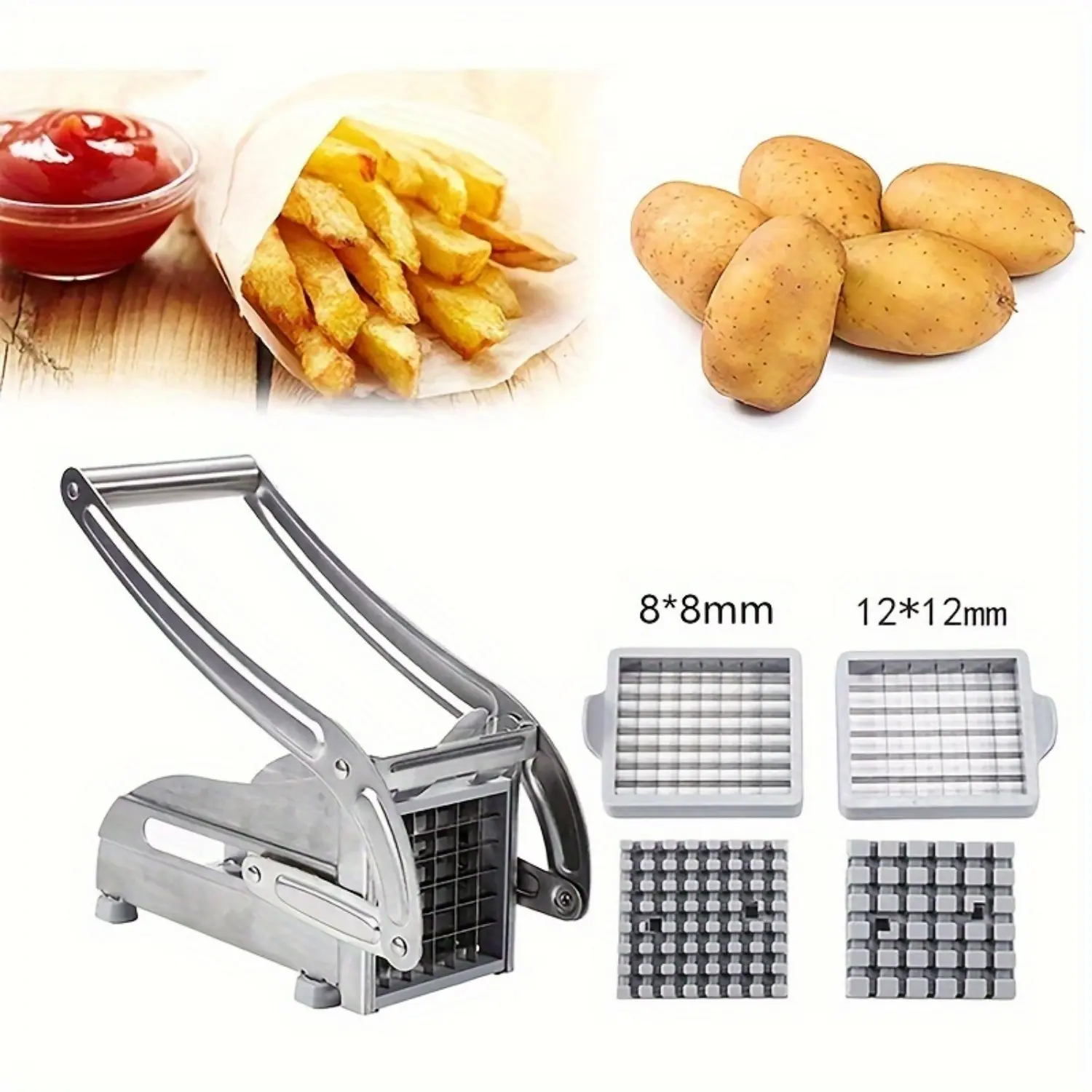 Stainless Steel Manual Potato & Cucumber Slicer - Hand Press Chip Cutter With Bonus Blade, machine Kitchen Utensils TikTokShopBlackFriday Cooking