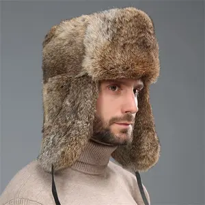 Men’s Faux Fur Trooper/Trapper Hat – Windproof, Warm Winter Headwear with Earflaps for Cold Weather and Skiing