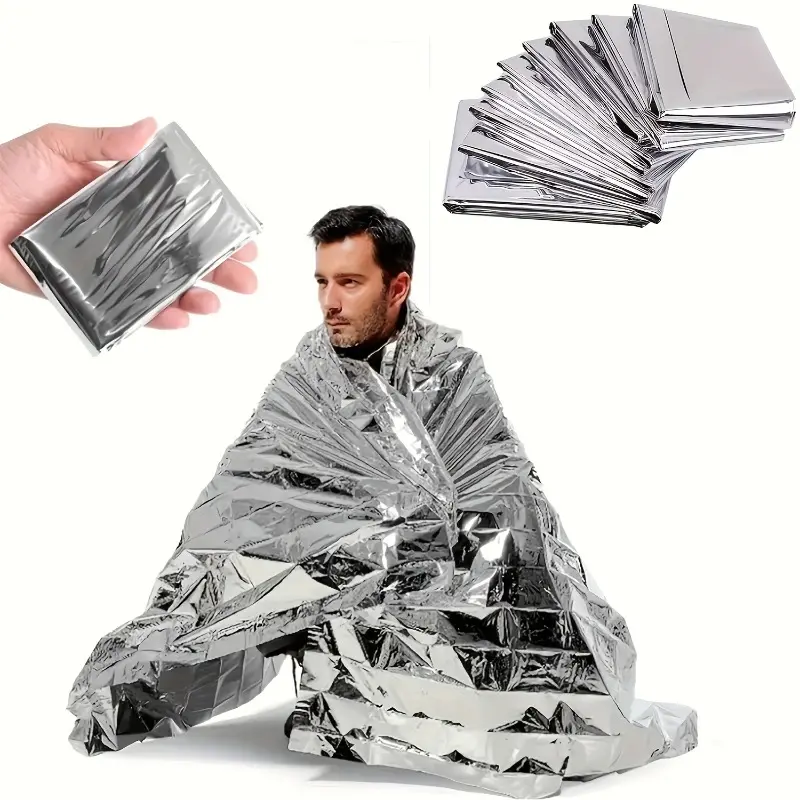 Emergency Blanket 3-Pack Emergency Survival Blanket Survival Gear & Camping Supplies Thermal Blankets Reusable Mylar Blanket Space Blankets Emergency Supplies Car Emergency Bug Out Bag Foil