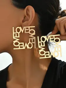 Love Kiss Queen Letter Design Earrings, Fashionable Jewelry for Women, Trendy All-match & Exquisite Jewelry for Birthday Gift