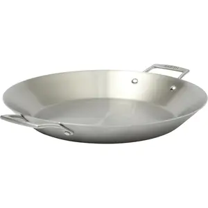 13 Inch Tri-Ply Stainless Steel Paella Pan Large Skillet Griddle Frying Pan Induction Safe