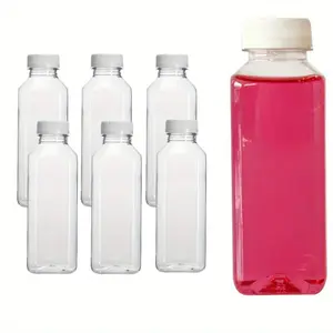 Plastic Juice Bottles with Caps – 12oz 6pcs Reusable Juicing Bottles, Clear Drink Containers with Lids for Juicing, Smoothies, Smoothie Prep, Protein Shakes and Other Beverages – BPA-Free, Leak-Proof, Dishwasher Safe