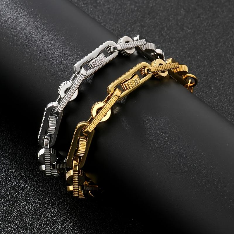 1pc Heavy-Duty Motorcycle Chain Bracelet - Industrial Hip-Hop Jewelry with Interlocking Chains, Unisex Bike Chain Necklace for Men & Women - Edgy Motorcycle, Cycling, Everyday Streetwear - Durable Metallic Finish Gift for Bikers & Urban Fashion Lovers, Mo