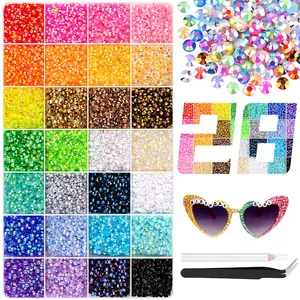 Resin Jelly Rhinestones with Gifted Tools for Bedazzling, Multicolor 3mm Flatback Gems for Crafting, Bedazzler Kit for Book Crafts Clothing Shoes Fabric Decor Nail Art Makeup