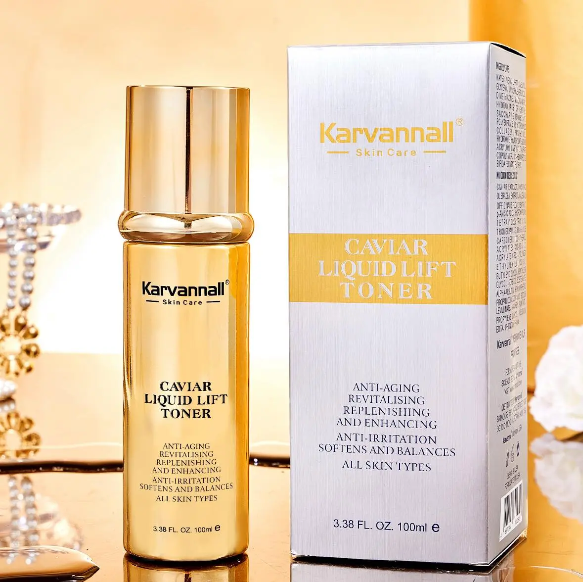 Karvannall Caviar Liquid Lift Cleansing Toner - Anti-Aging Moisturizer Toner for Radiant Complexion, All Skin Types, Adults, 3.38 fl oz/100g Limited Edition   1