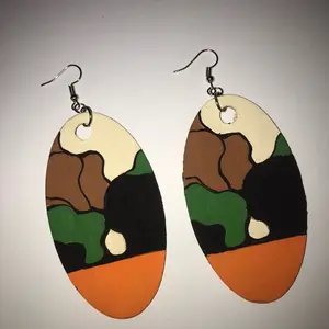 Camouflage Fashion Earrings - Unique Design with Colorful Camo Pattern and Hook Closure