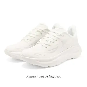 Pure White Mesh Upper Athletic Sneakers - Lightweight Non-Slip Sole, Cloud-Like Cushioning for All-Day Wear, Casual Running Shoes
