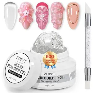 Zopvt Solid Modeling Gel for Nail Art, 60g Transparent 3D Carving Gel, Seamless Hand Nail Extension, Suitable for 5D Embossed Hard Gel