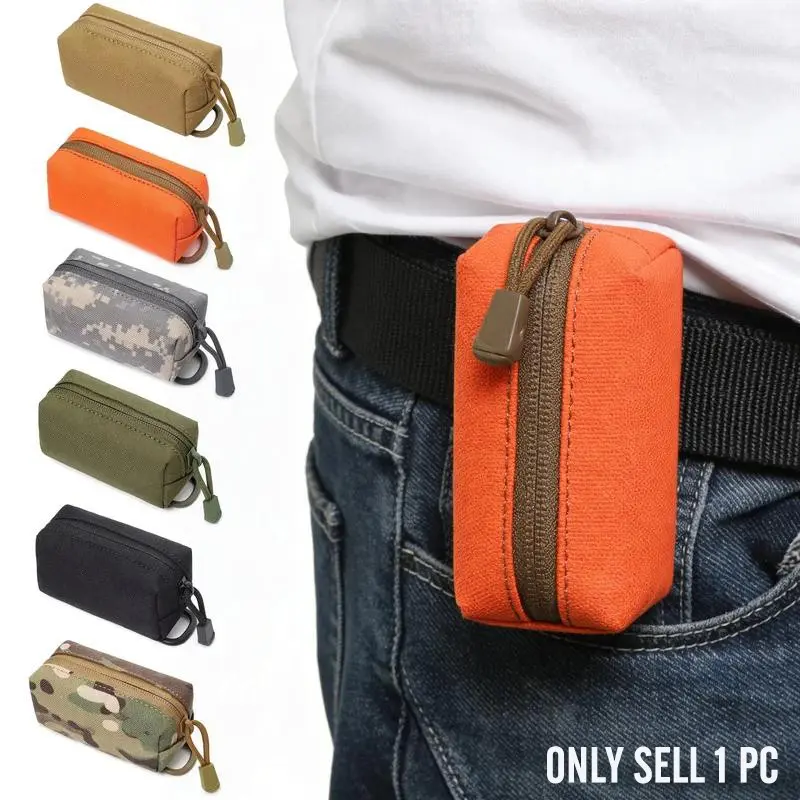 Tactical Outdoor Belt Waist Pack Waist Slip Pocket Tactical Fanny Pack Storage Bag Key Organizer Portable Mini Molle Pouch Men Coin Purse Hiking Accessories Camping EDC Tool Kit