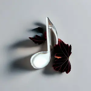 Silver Eighth Note Refrigerator Magnet, Musical Decor Metal Minimalist Metal Minimalist Decorative Magnetic