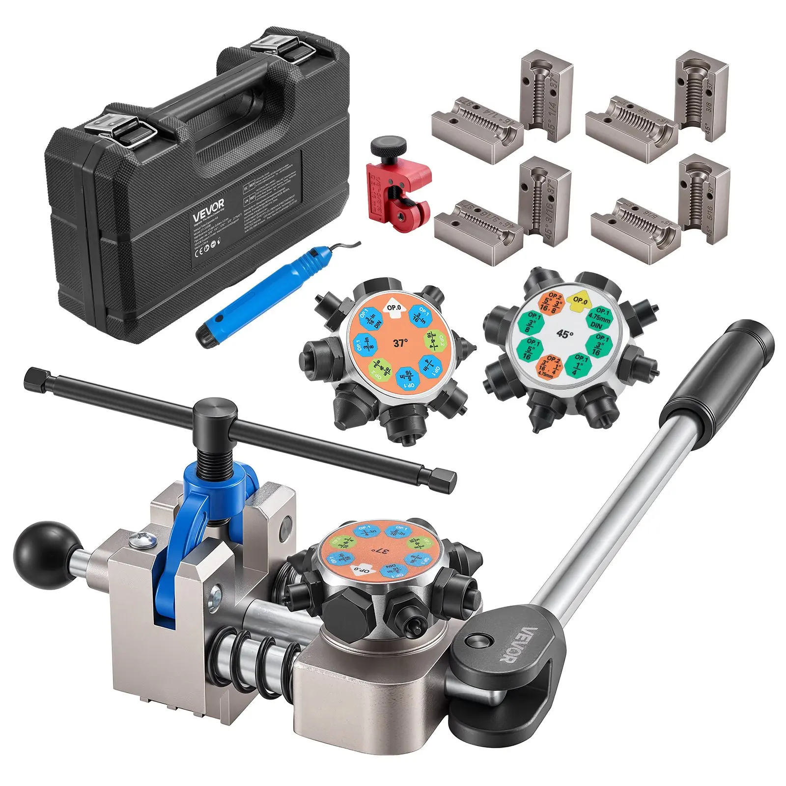 【Summerfinds】VEVOR Professional Brake Line Flaring Tool, 45 & 37 Degree Double Flare Bubble Flare Tool Kit for 3/16", 1/4", 5/16", 3/8" Copper Aluminum Thin Steel Tubes